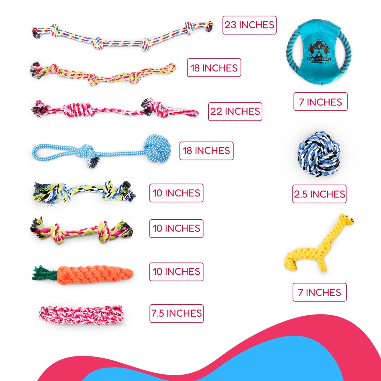 Dog Rope Toy Set for Small and Medium Breeds - 11-Piece Puppy Teething Collection