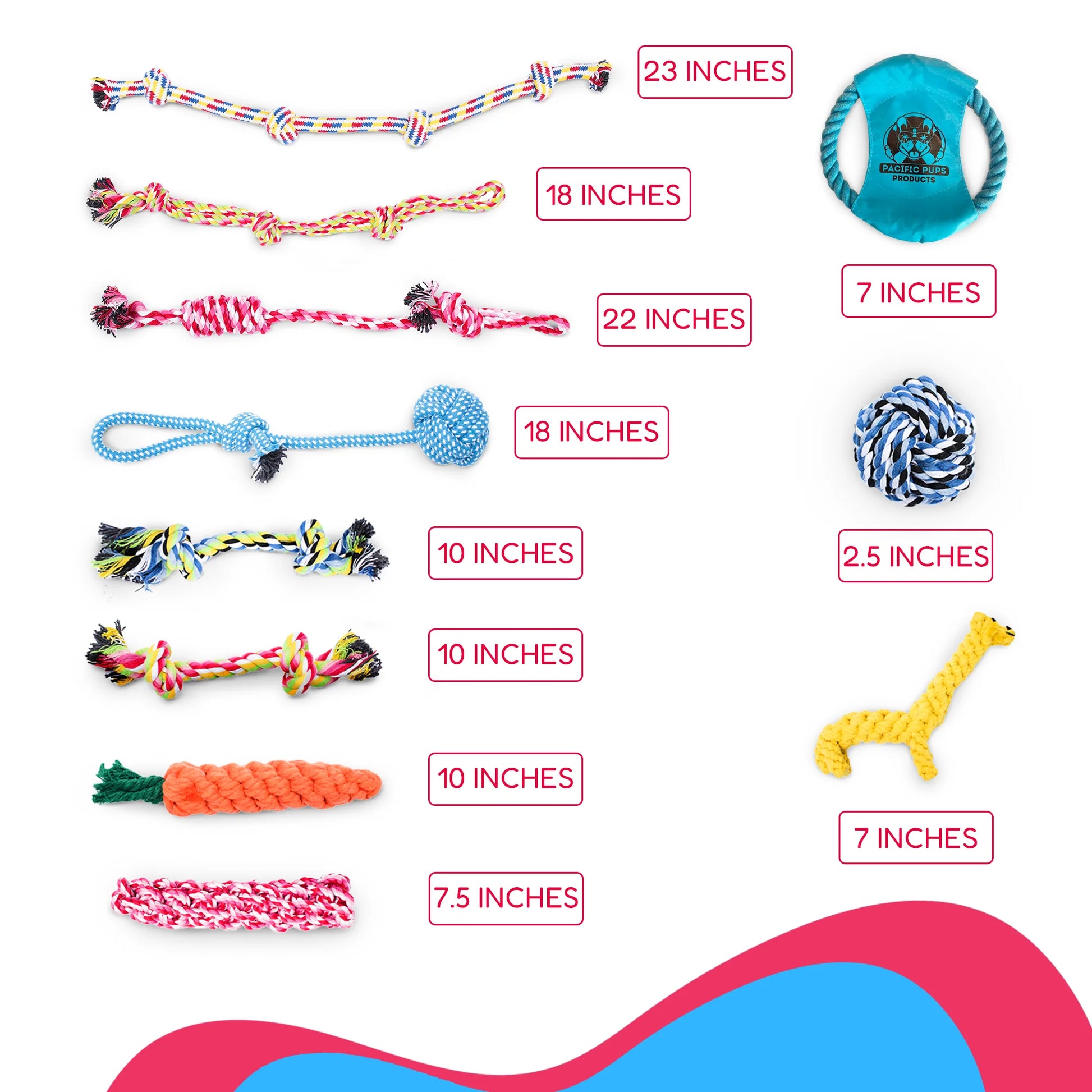 Dog Rope Toy Set for Small and Medium Breeds - 11-Piece Puppy Teething Collection