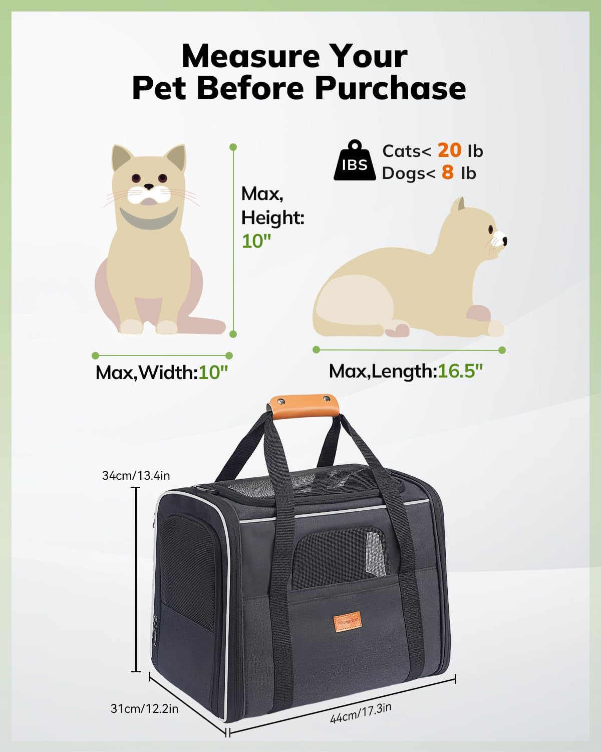 Cat Carrier Soft for Large Medium Cats and Puppy up to 20Lbs | with Dual-Sided Cushion, Secure Buckle and Foldable Bowl, Dog Carriers for Small Dogs - Pet Carrier (Dark Gray)