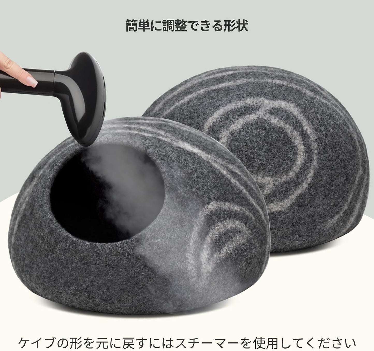 Merino Wool Cat Cave Bed for Indoor Cats (Dark Gray, Medium) | Premium Handmade Felt Enclosure, Soft, Lightweight, Breathable, Adjustable Design