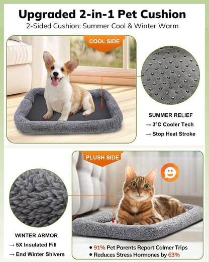 Cat Carrier Soft for Large Medium Cats and Puppy up to 20Lbs | with Dual-Sided Cushion, Secure Buckle and Foldable Bowl, Dog Carriers for Small Dogs - Pet Carrier (Dark Gray)