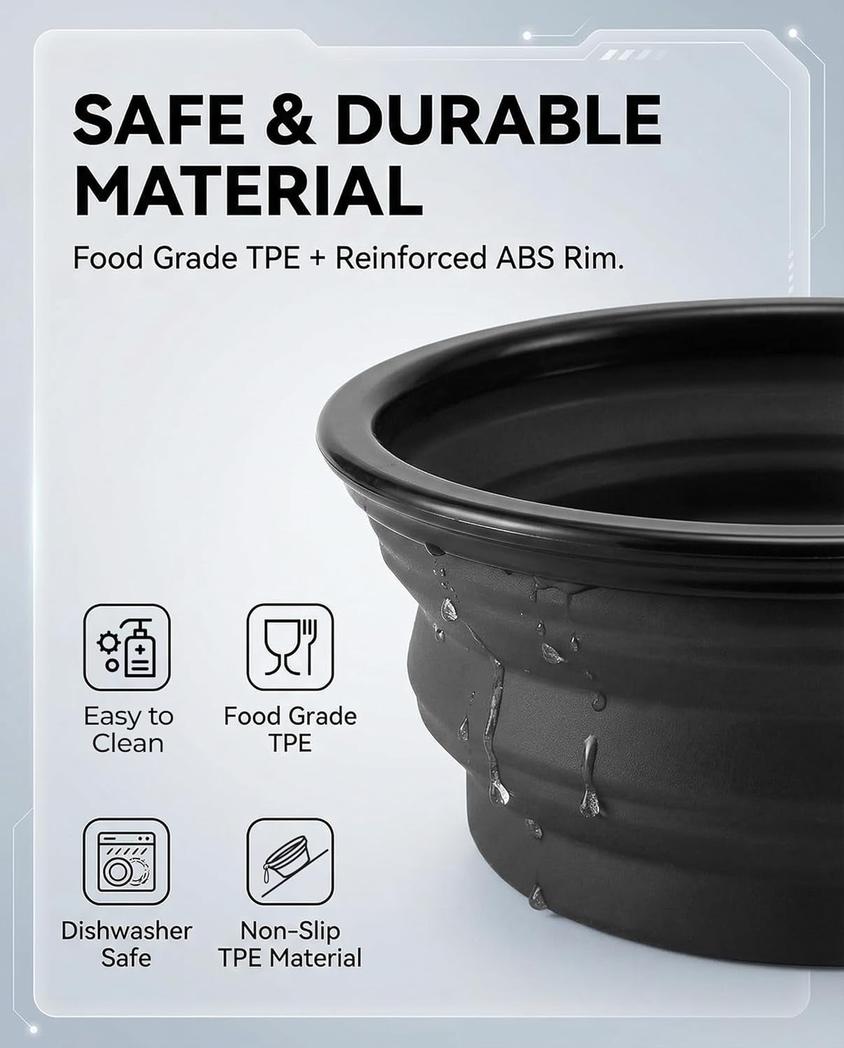 Collapsible Dog Bowls - Set of 2 Durable Portable Water Bowls | Wear-Resistant TPE, Foldable Travel Bowls for Dogs and Cats with Carabiners for Camping, Walking, and Hiking