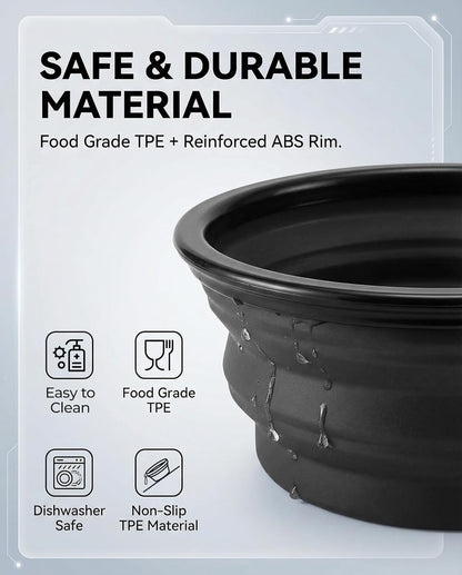 Collapsible Dog Bowls - Set of 2 Durable Portable Water Bowls | Wear-Resistant TPE, Foldable Travel Bowls for Dogs and Cats with Carabiners for Camping, Walking, and Hiking