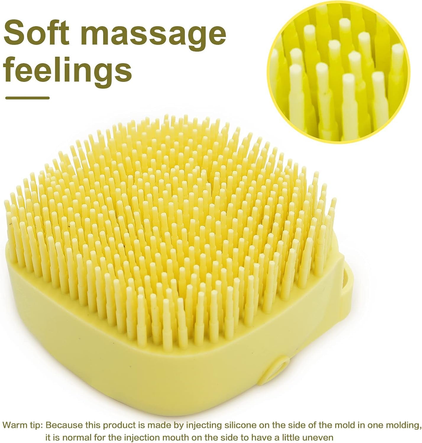 Pet Bath Brush Dog Shampoo Dispenser Dog Bath Brush Scrubber (Yellow) | Soft Silicone Dog Cat Grooming Brush with Shampoo Dispenser for Gentle Massage Deep Cleaning and Bathing Cat Dogs and Puppies