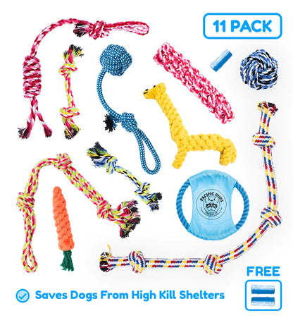 Dog Rope Toy Set for Small and Medium Breeds - 11-Piece Puppy Teething Collection