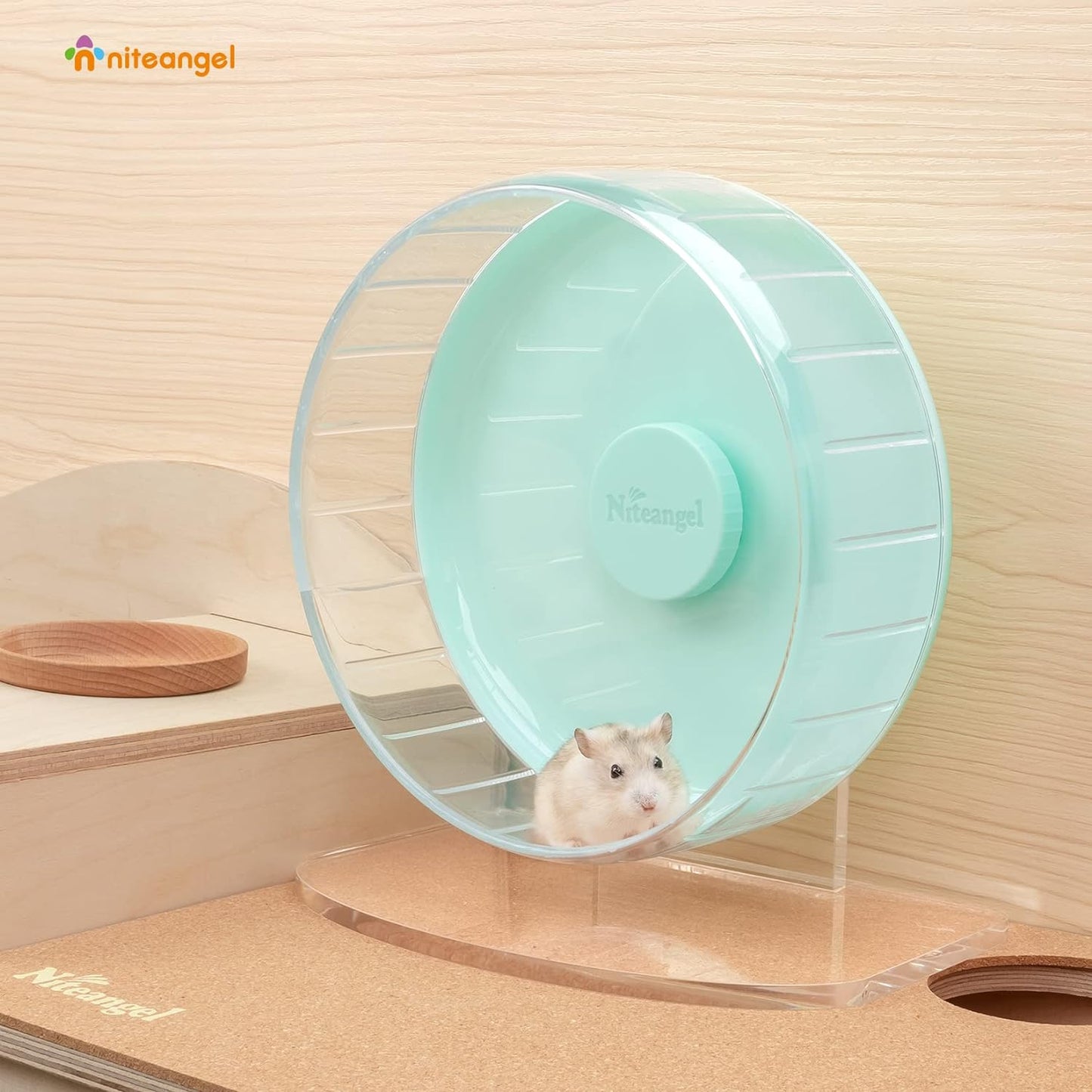 Super-Silent Hamster Exercise Wheel: Quiet 8.2 Inch Running Wheel | Can 9.1-11.8" Adjustable Height - No Bend Back Spinner Running for Dwarf Syrian Hamster Gerbils Mice or Other Small Animal