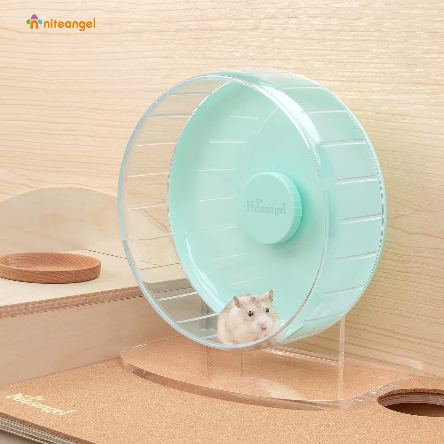Super-Silent Hamster Exercise Wheel: Quiet 8.2 Inch Running Wheel | Can 9.1-11.8" Adjustable Height - No Bend Back Spinner Running for Dwarf Syrian Hamster Gerbils Mice or Other Small Animal