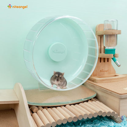 Super-Silent Hamster Exercise Wheel: Quiet 8.2 Inch Running Wheel | Can 9.1-11.8" Adjustable Height - No Bend Back Spinner Running for Dwarf Syrian Hamster Gerbils Mice or Other Small Animal
