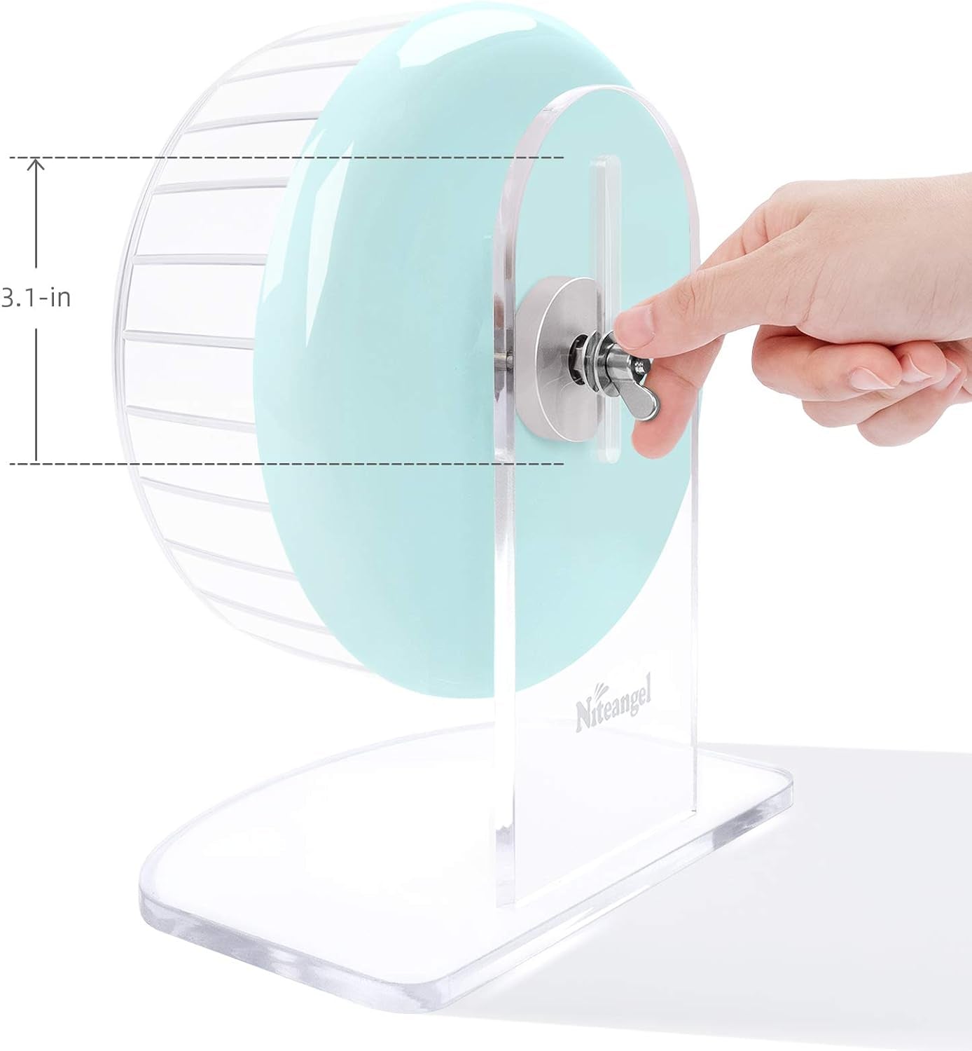 Super-Silent Hamster Exercise Wheel: Quiet 8.2 Inch Running Wheel | Can 9.1-11.8" Adjustable Height - No Bend Back Spinner Running for Dwarf Syrian Hamster Gerbils Mice or Other Small Animal