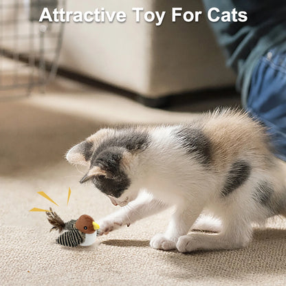 Automated Interactive Cat Toy with Chirping Bird Sounds and Feather Tail for Engaging Solo Play