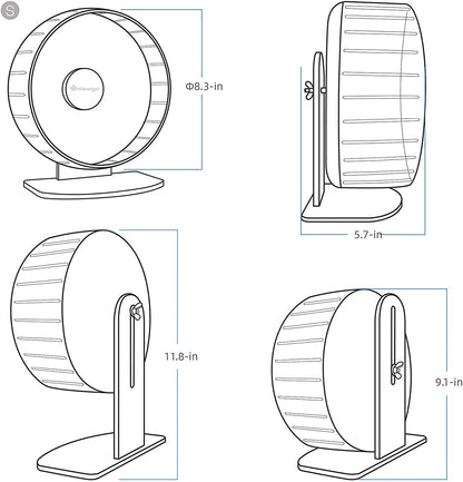 Super-Silent Hamster Exercise Wheel: Quiet 8.2 Inch Running Wheel | Can 9.1-11.8" Adjustable Height - No Bend Back Spinner Running for Dwarf Syrian Hamster Gerbils Mice or Other Small Animal