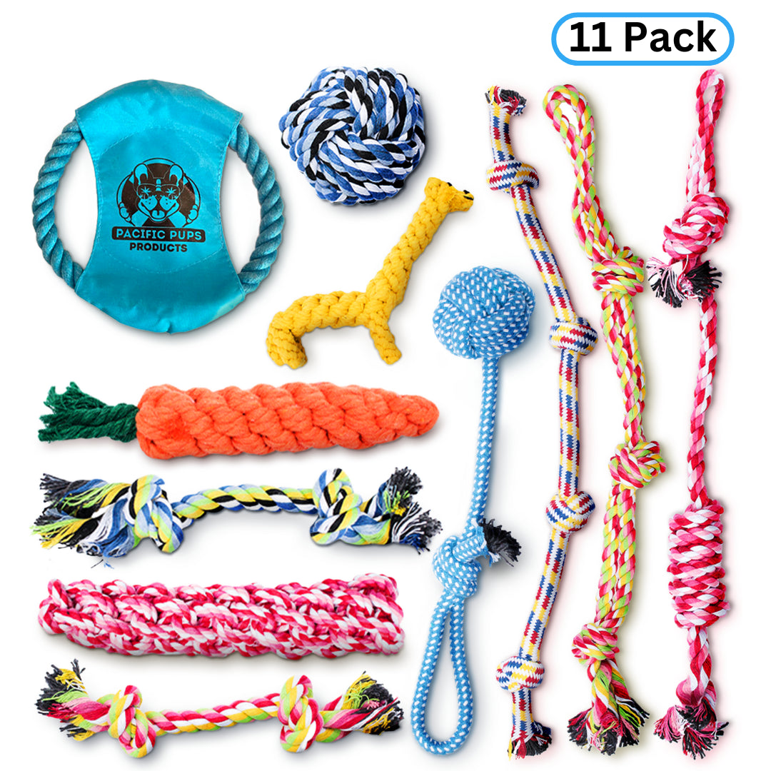 Dog Rope Toy Set for Small and Medium Breeds - 11-Piece Puppy Teething Collection