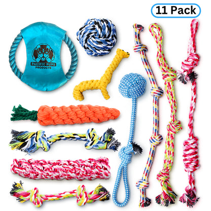 Dog Rope Toy Set for Small and Medium Breeds - 11-Piece Puppy Teething Collection