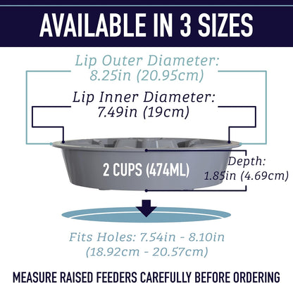 Slow Feeder Dog Bowl (2 Cup) - Puzzle Dog Food Bowl with Feeder Holes, Fits Elevated Pet Feeders, Slow Eating for Large, Medium & Small Sized Breeds - Blue
